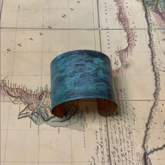 Handmade Upcycled Copper Patina Cuff Bracelet - Picture 2 of 3